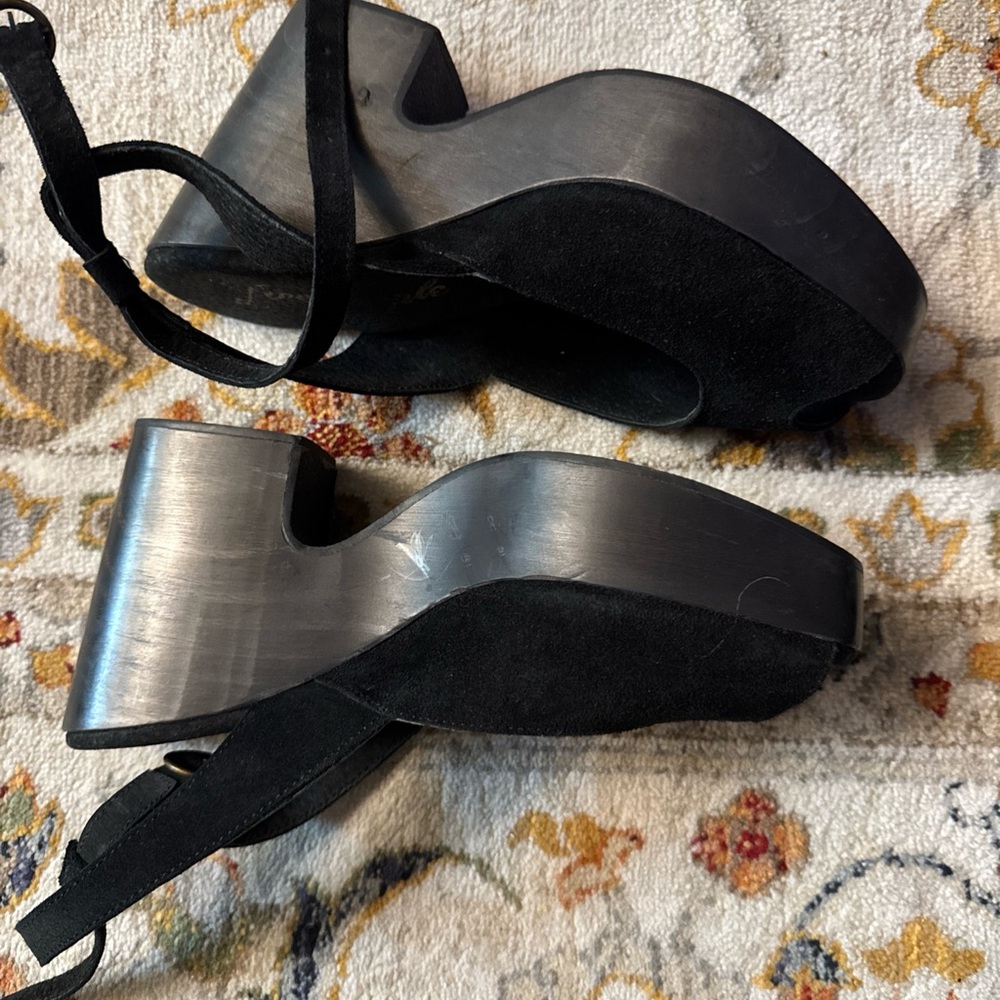 Free People suede black Leather Strap Clog Size 40 usa 9 - Picture 3 of 9